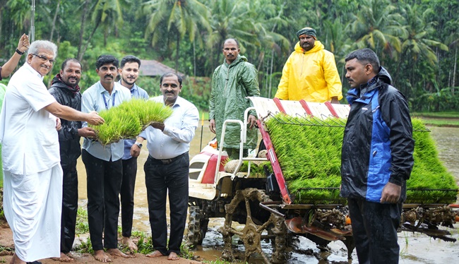 Mechanized farming launched in the fields of Dharmasthala Mechanized farming launched in the fields of Dharmasthala